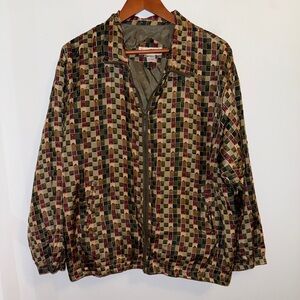 Vintage Xposure Silk Windbreaker Jacket Men’s Large Multicolor Geometric Retro
